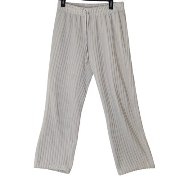 Life Rocks Womens Large White Ribbed Plush Lounge Pants - Picture 1 of 8